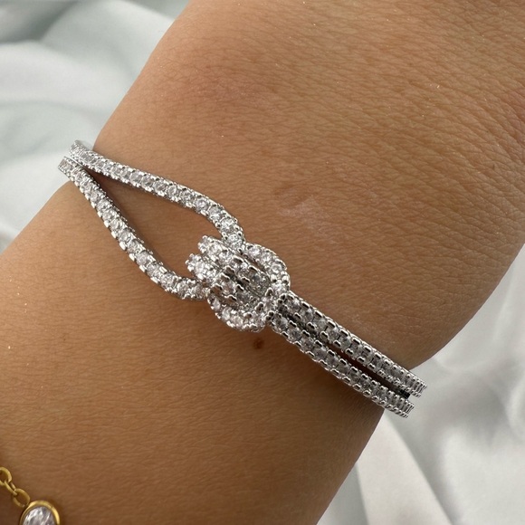 Cuff diamond Silver color adjustable Bracelet